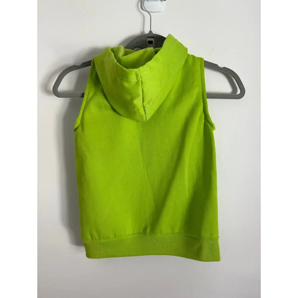 Nickelodeon TMNT Green Graphic Kid's Full Zip Hooded Sweater Vest Size 8